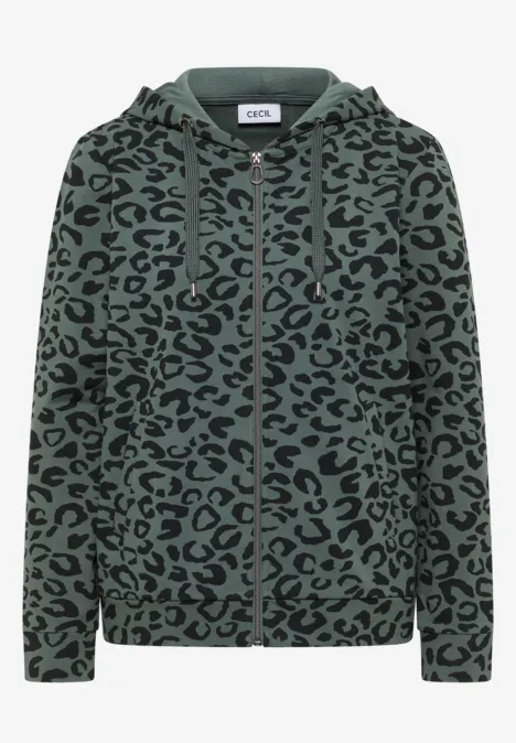 Jas met capuchon en leopatroon dark balmy khaki