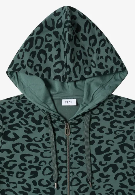 Kapuzenjacke mit Leo-Muster dark balmy khaki