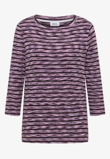 Gestreiftes Ripp-Shirt eggplant red