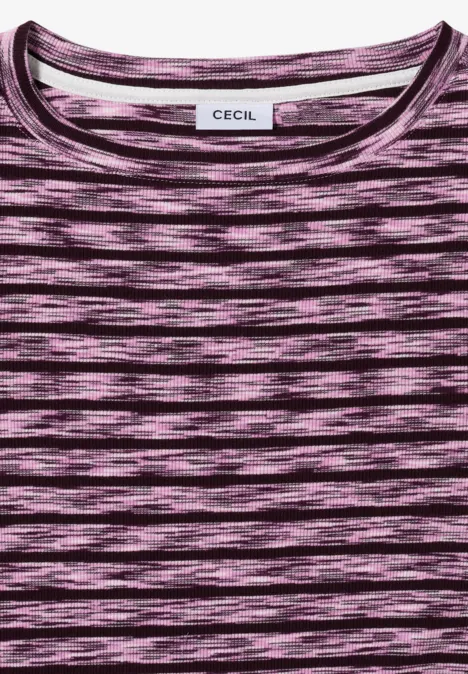 Gestreiftes Ripp-Shirt eggplant red
