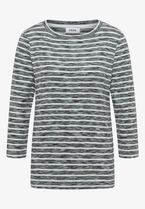 Gestreiftes Ripp-Shirt jewel green