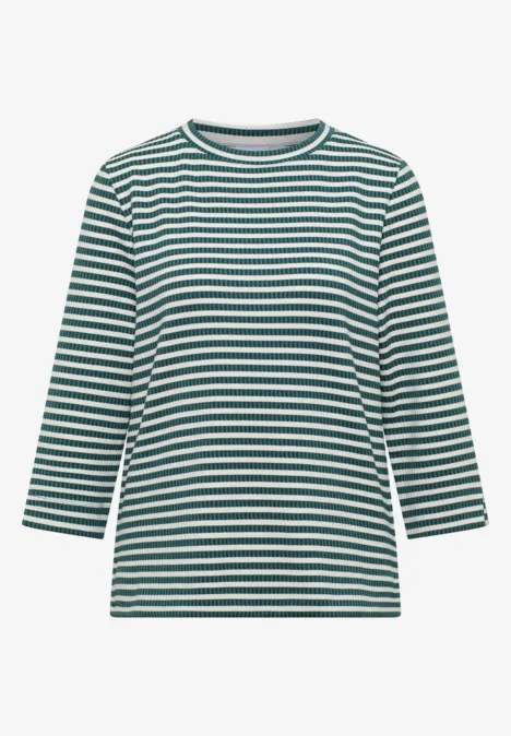 Gestreiftes Strukturshirt jewel green