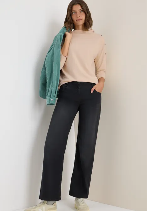 Shirt mit Knopfdetail oat milk beige