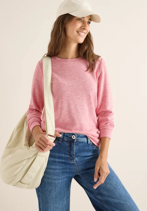Melange Shirt mit Knöpfen fiery red melange