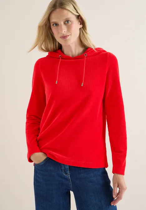 Cordjacke mit Kapuze fiery red