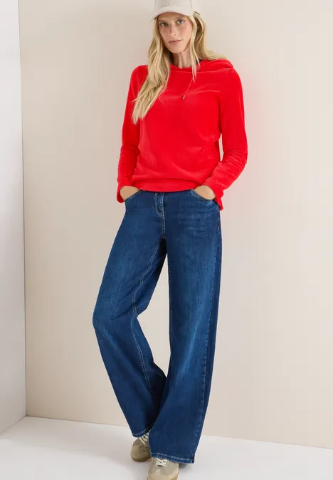 Cordshirt mit Kapuze fiery red