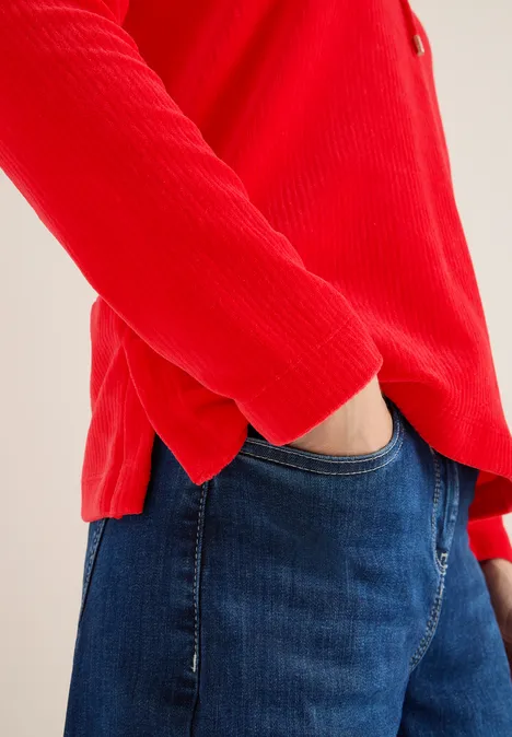 Cordshirt mit Kapuze fiery red