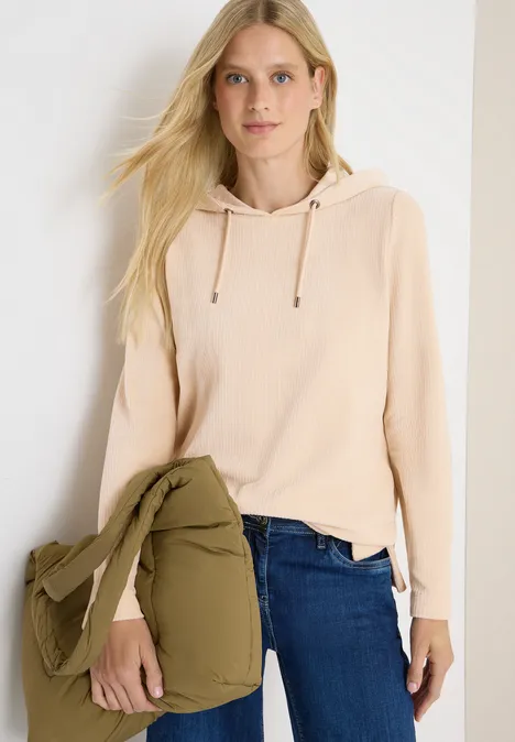 Cordjacke mit Kapuze oat milk beige