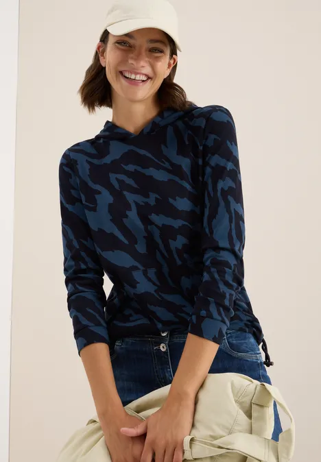 Gemustertes Kapuzenshirt urban dark blue