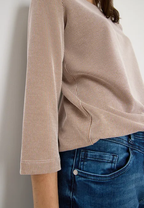 Gestreiftes Shirt mocha caramel