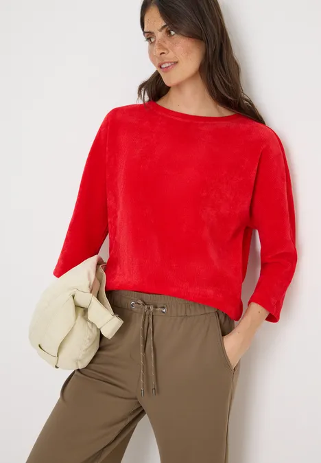 T-shirt en velours côtelé fiery red