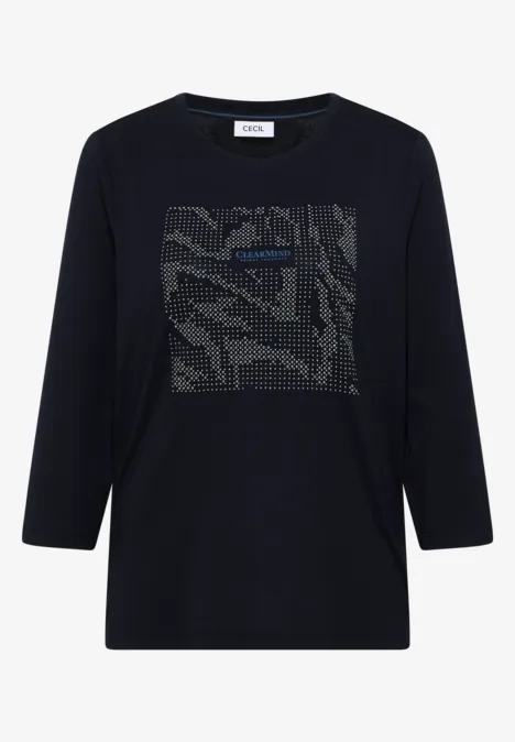 Shirt met edelstenen urban dark blue