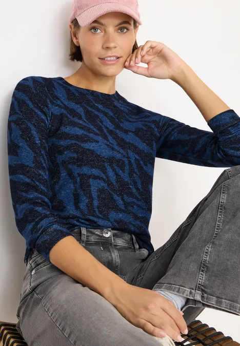 Gemustertes Melange Shirt urban dark blue melange