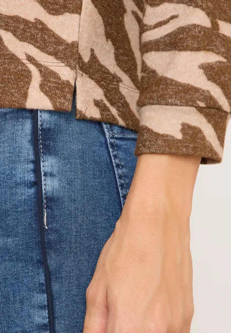Gemustertes Melange Shirt mocha caramel melange