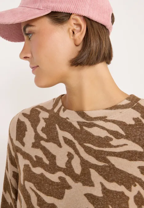 Gemustertes Melange Shirt mocha caramel melange