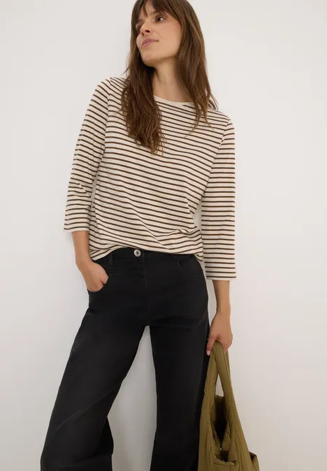 Gestreiftes Shirt oat milk beige
