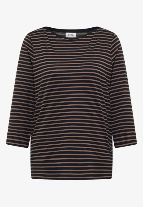 Gestreept shirt urban dark blue cocoa taupe