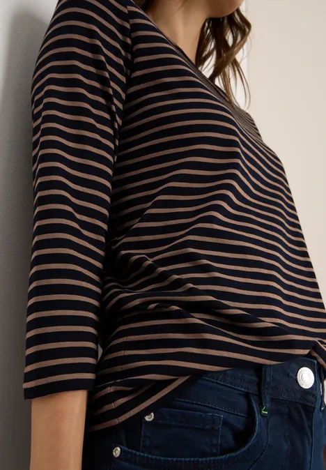 Gestreiftes Shirt urban dark blue cocoa taupe