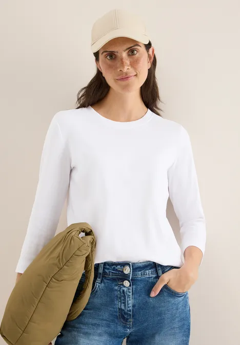 Shirt mit Rippstruktur White