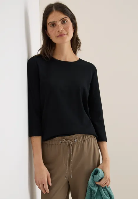 Shirt mit Rippstruktur Black