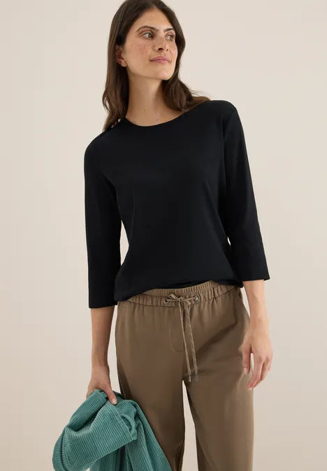 Shirt mit Rippstruktur Black