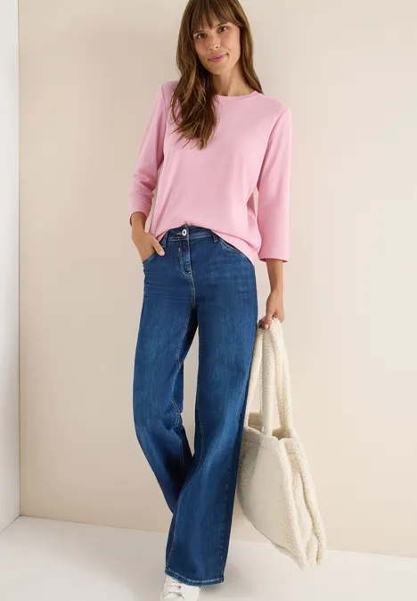 Shirt met geribde structuur blossom glow