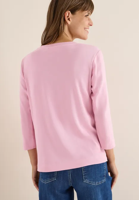 Shirt met geribde structuur blossom glow