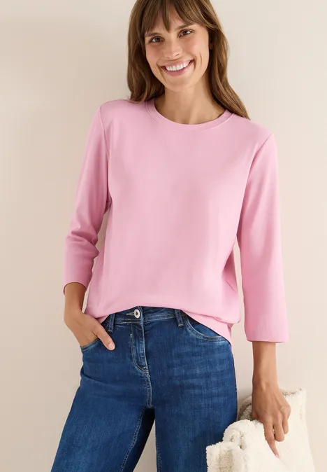 Shirt met geribde structuur blossom glow