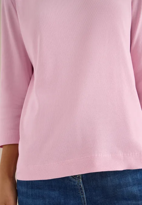 Shirt met geribde structuur blossom glow