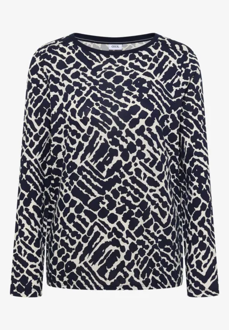 Gemustertes Langarmshirt urban dark blue