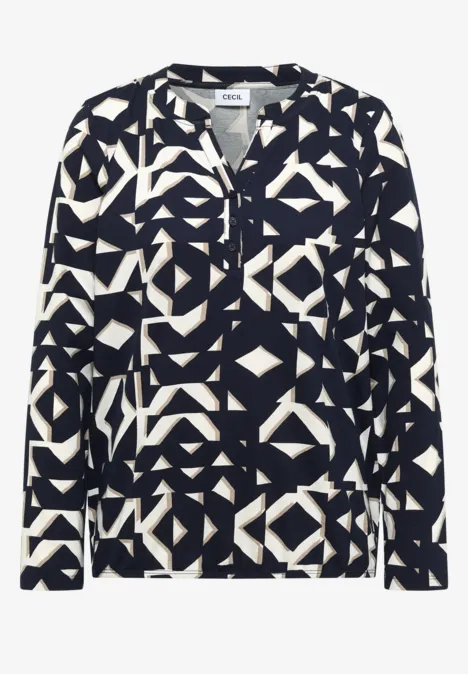 Print Shirt im Tunika-Look urban dark blue