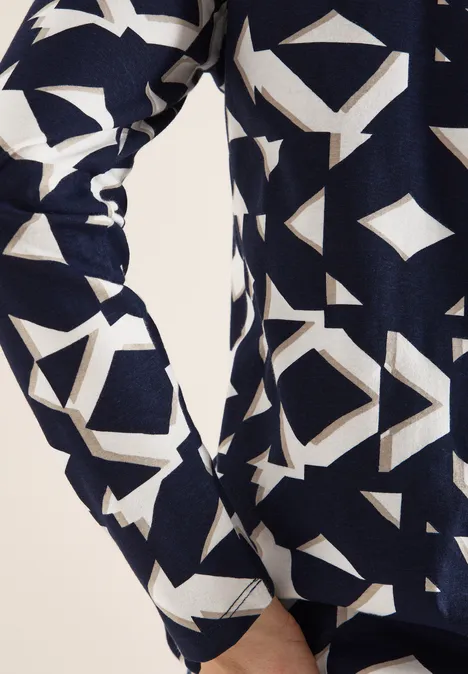 Print Shirt im Tunika-Look urban dark blue