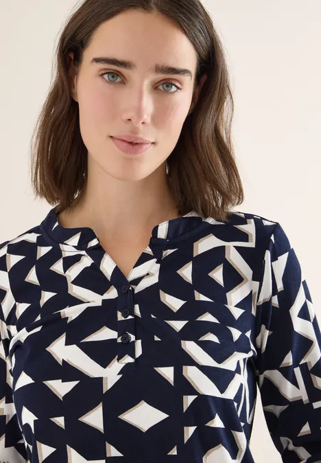 Print Shirt im Tunika-Look urban dark blue