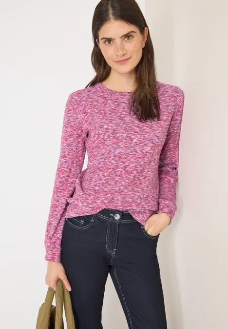 Softes Melange Ripp-Shirt dark blossom melange