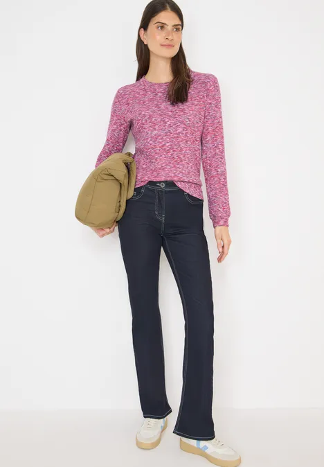 Softes Melange Ripp-Shirt dark blossom melange