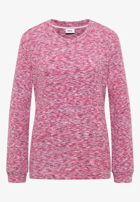Softes Melange Ripp-Shirt dark blossom melange