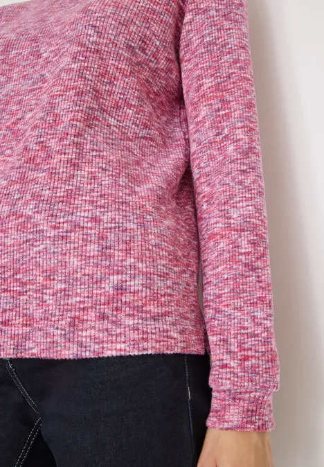 Softes Melange Ripp-Shirt dark blossom melange