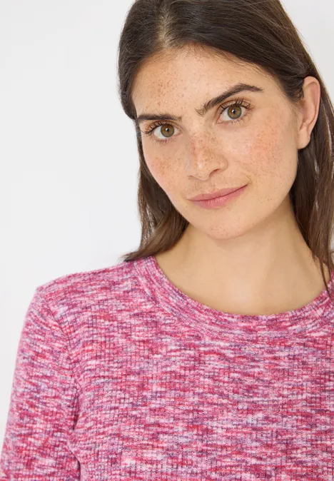 Softes Melange Ripp-Shirt dark blossom melange