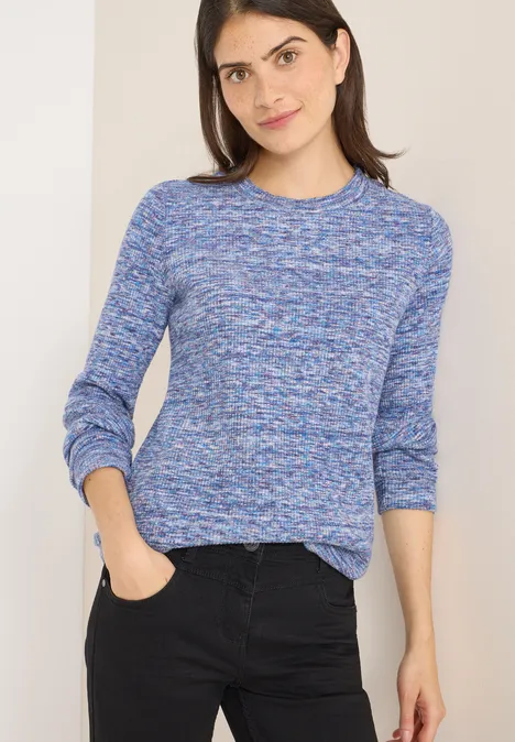 Softes Melange Ripp-Shirt urban dark blue melange