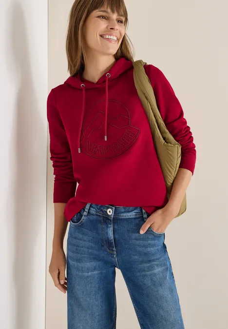 Hoodie met borduursel beaujolais red