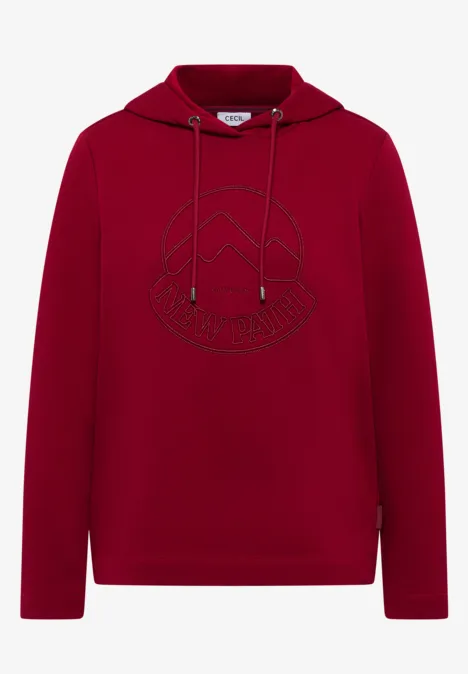 Hoodie met borduursel beaujolais red