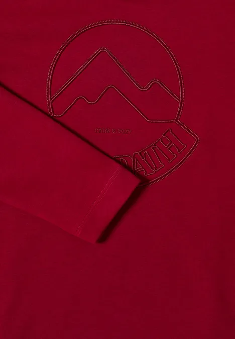 Hoodie met borduursel beaujolais red