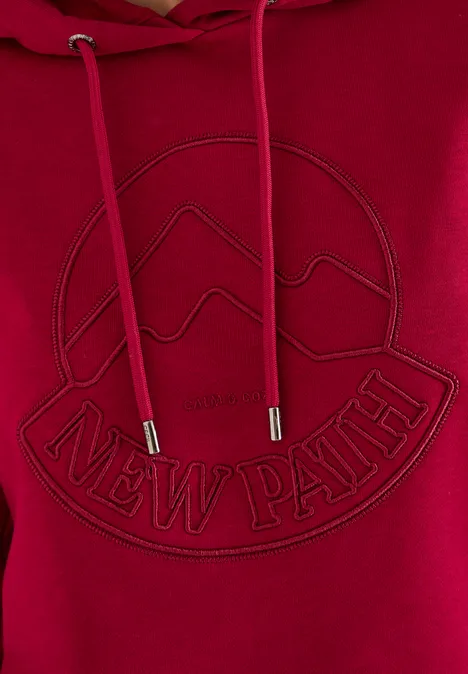 Hoodie met borduursel beaujolais red