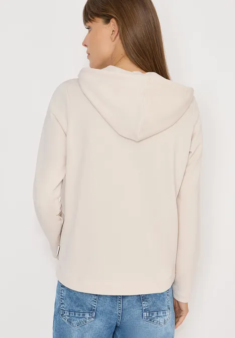 Hoodie met borduursel light greige