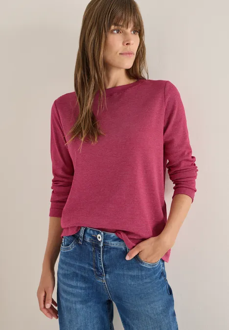 Shirt mit feinen Streifen beaujolais red