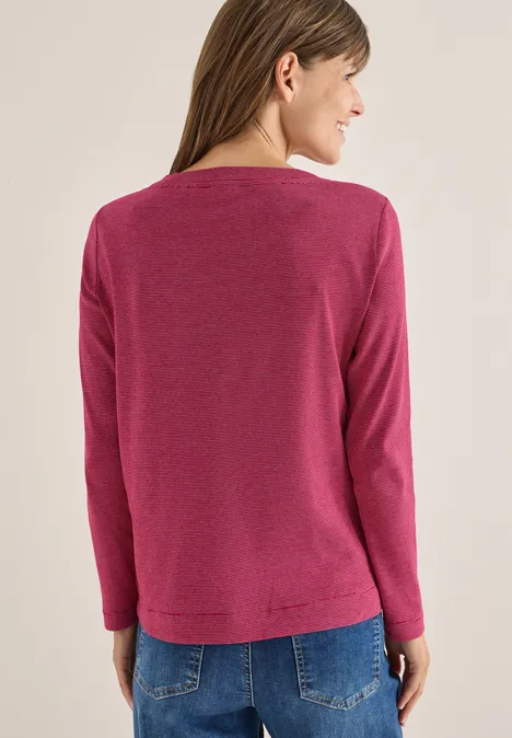 Shirt mit feinen Streifen beaujolais red