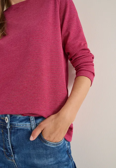Shirt mit feinen Streifen beaujolais red