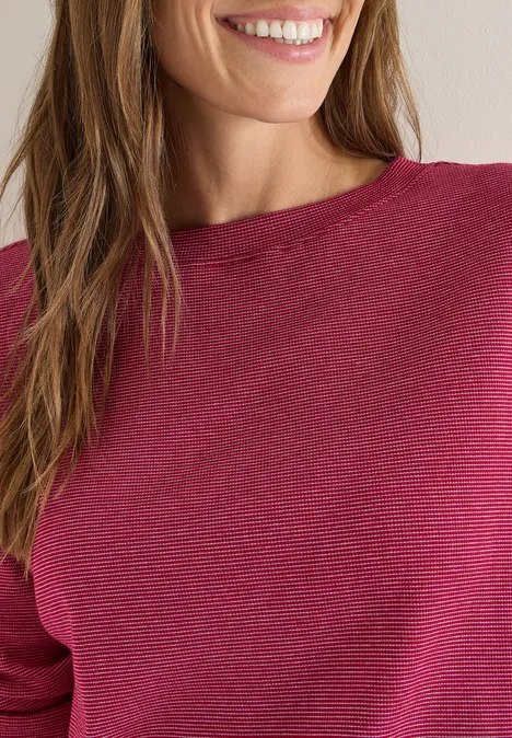 Shirt mit feinen Streifen beaujolais red