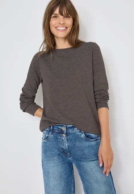 Shirt mit feinen Streifen tartufo brown