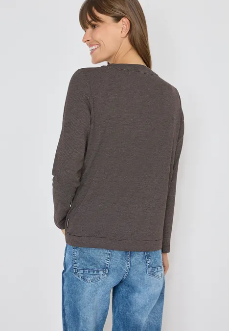 Shirt mit feinen Streifen tartufo brown